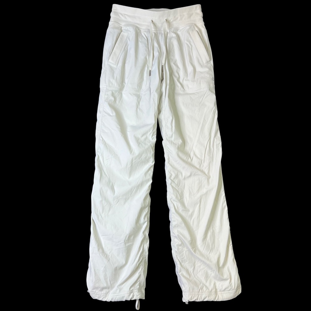 Lululemon Dance Studio Cargo Mid Rise White Full Length Pant LW5ENNR Size 4